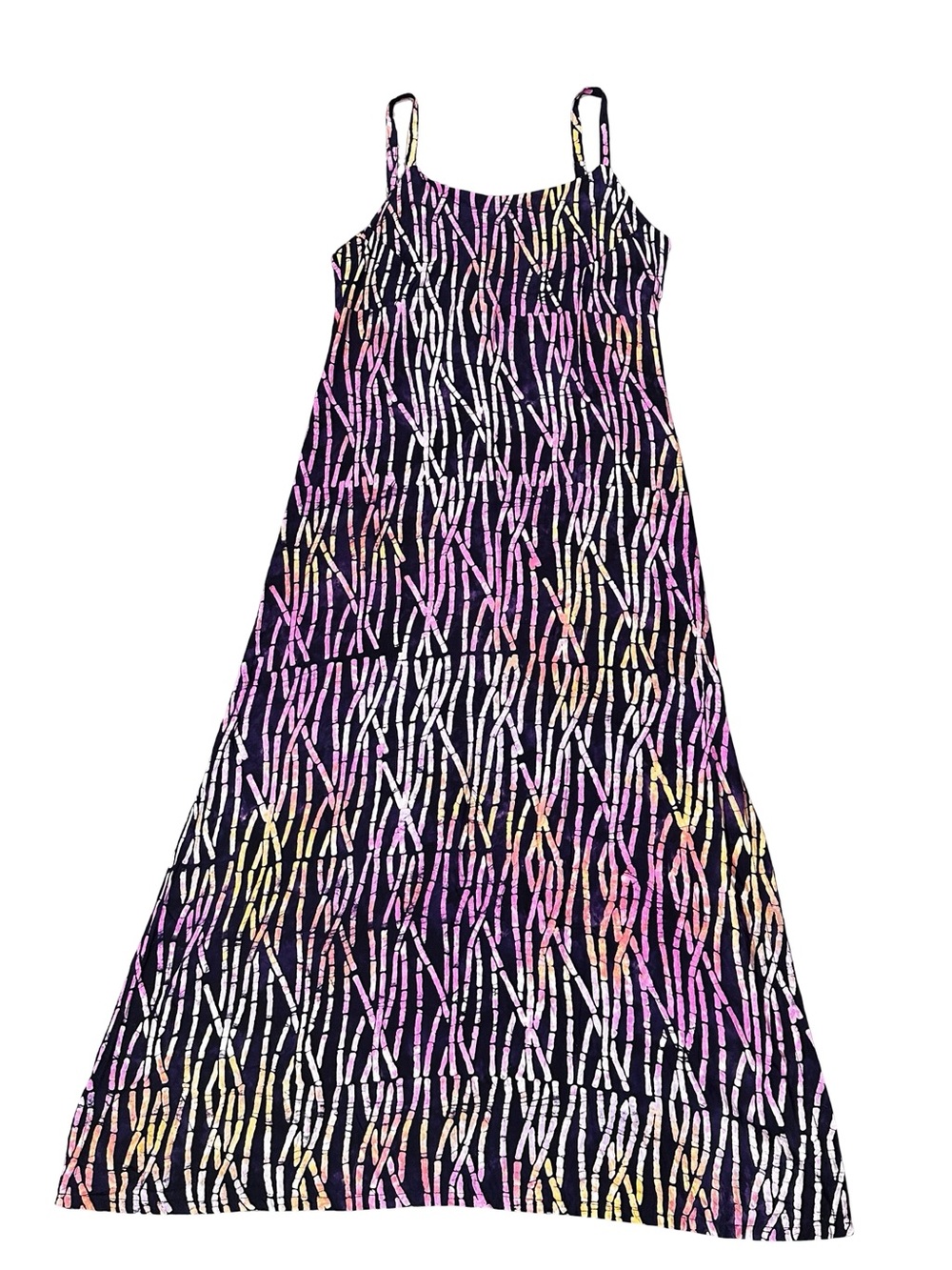 Far Away Purple Abstract Rayon Sleeveless Side Slits Maxi Dress Size S - Picture 3 of 7